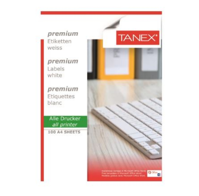 Tanex TW-2102 Yazıcı Etiketi 210 x 148.5 mm Beyaz 100 Adet resmi