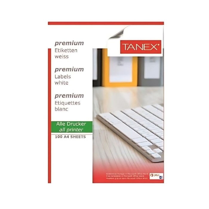 Tanex TW-2204 Yazıcı Etiketi 105 x 148.5 mm Beyaz 100 Adet resmi